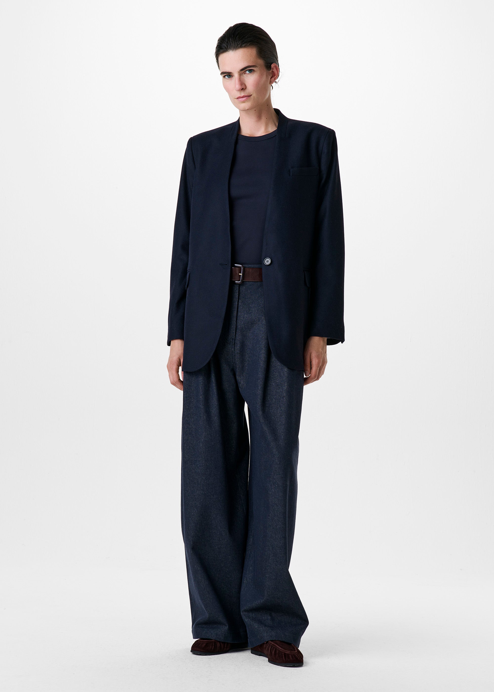 WOOL COLLARLESS BLAZER