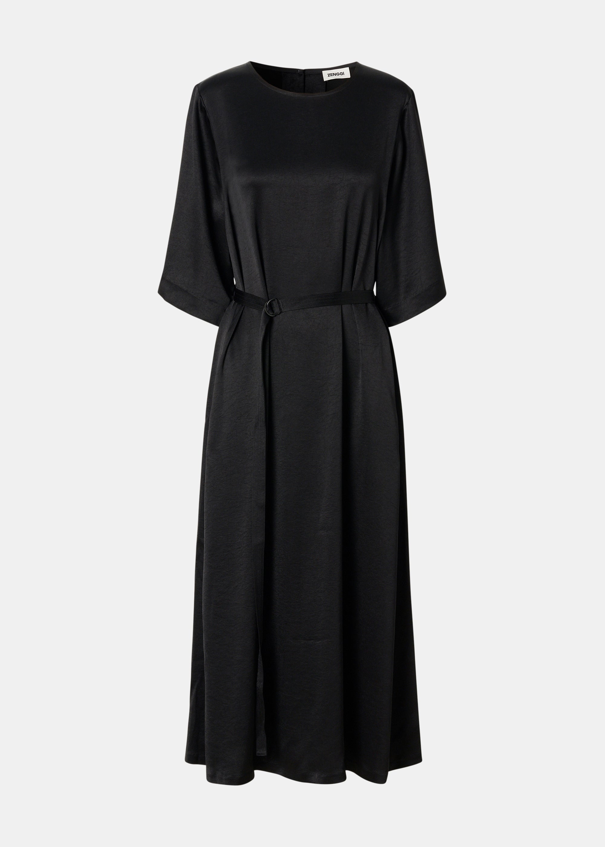 shein raglan sleeve belted satin dress Raglan Sleeve Tie Front Flare Satin Dress