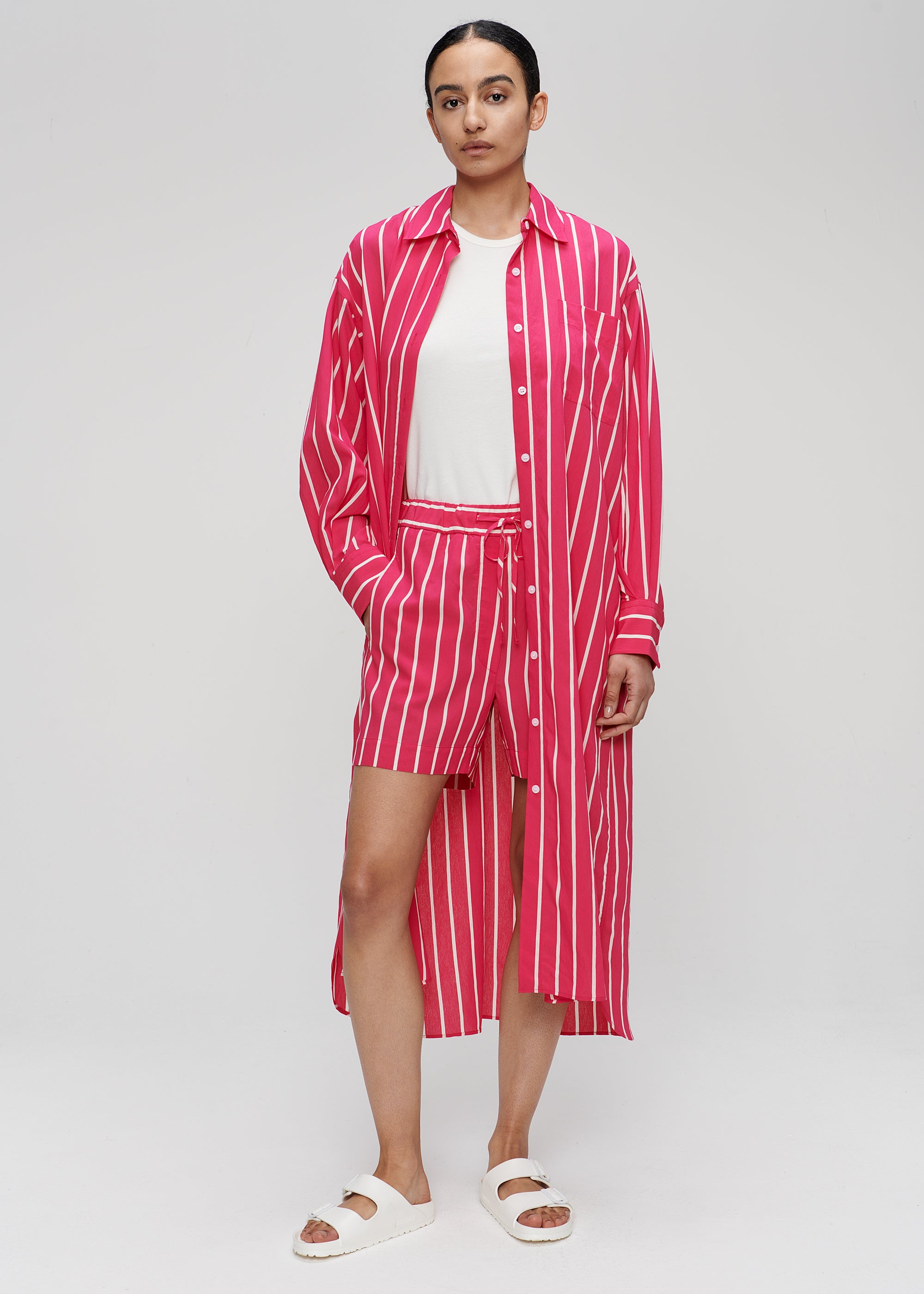 zara red striped shirt dress