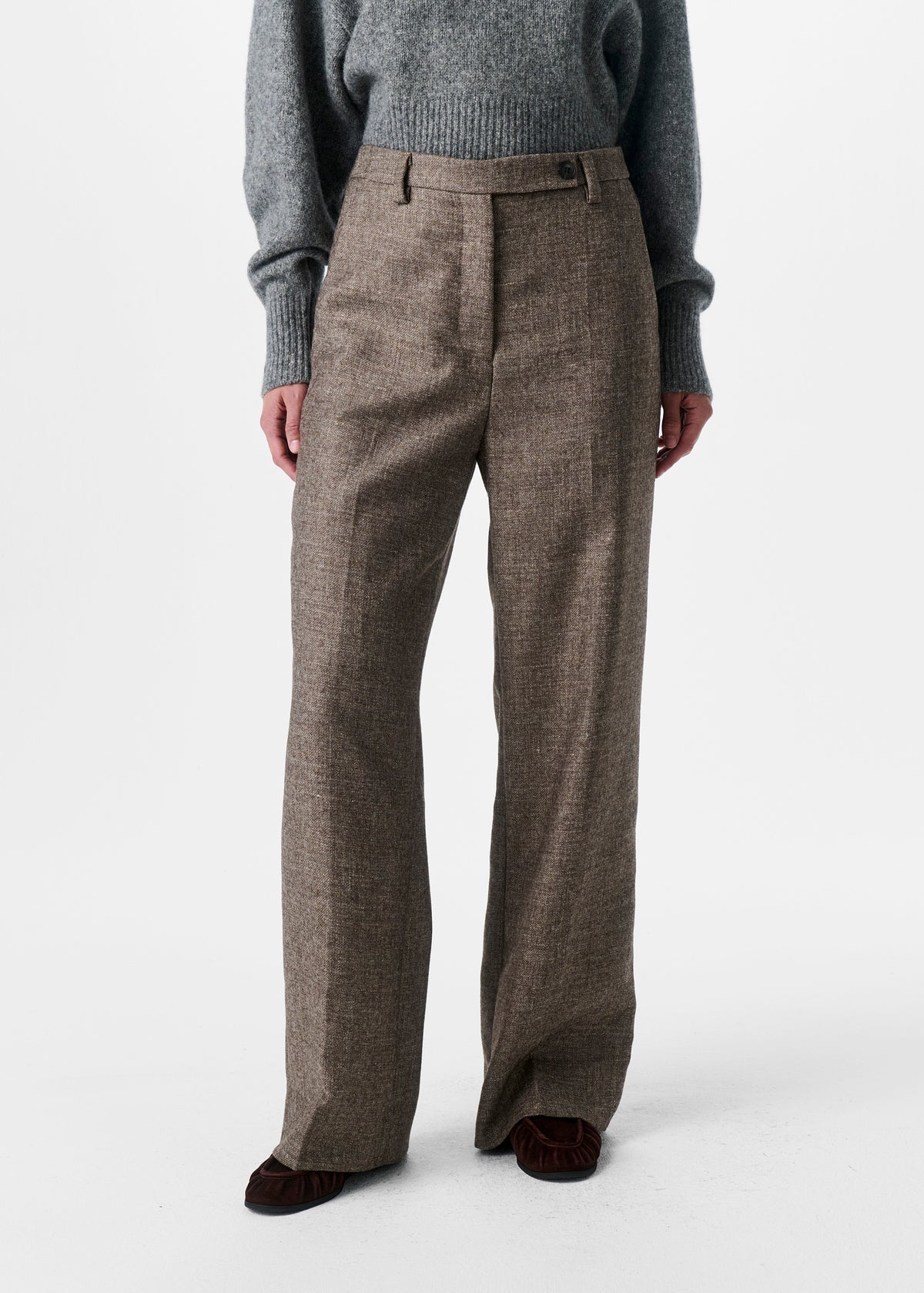 WOOL LINEN STRAIGHT PANTS