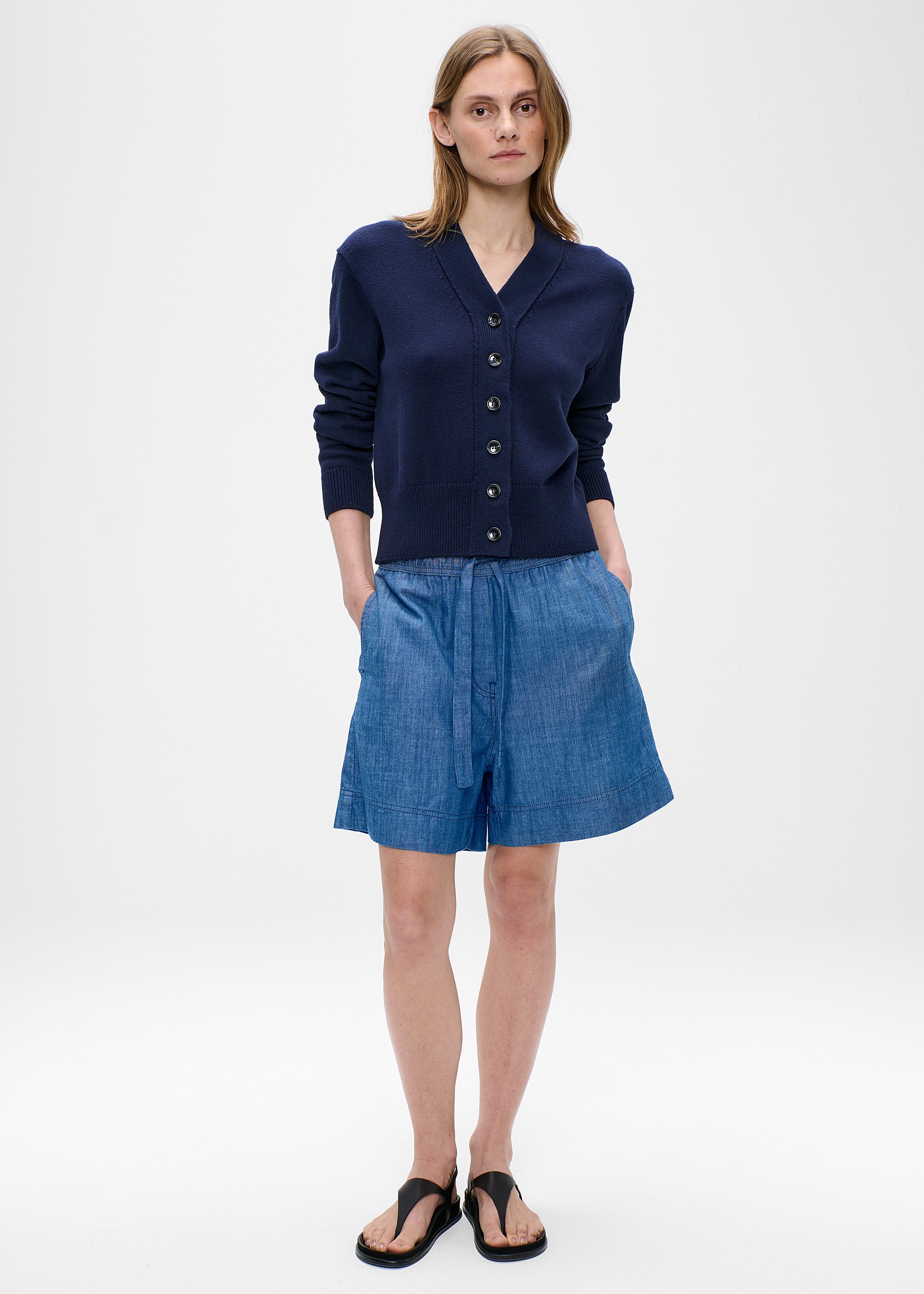 COTTON CASHMERE CROPPED CARDIGAN