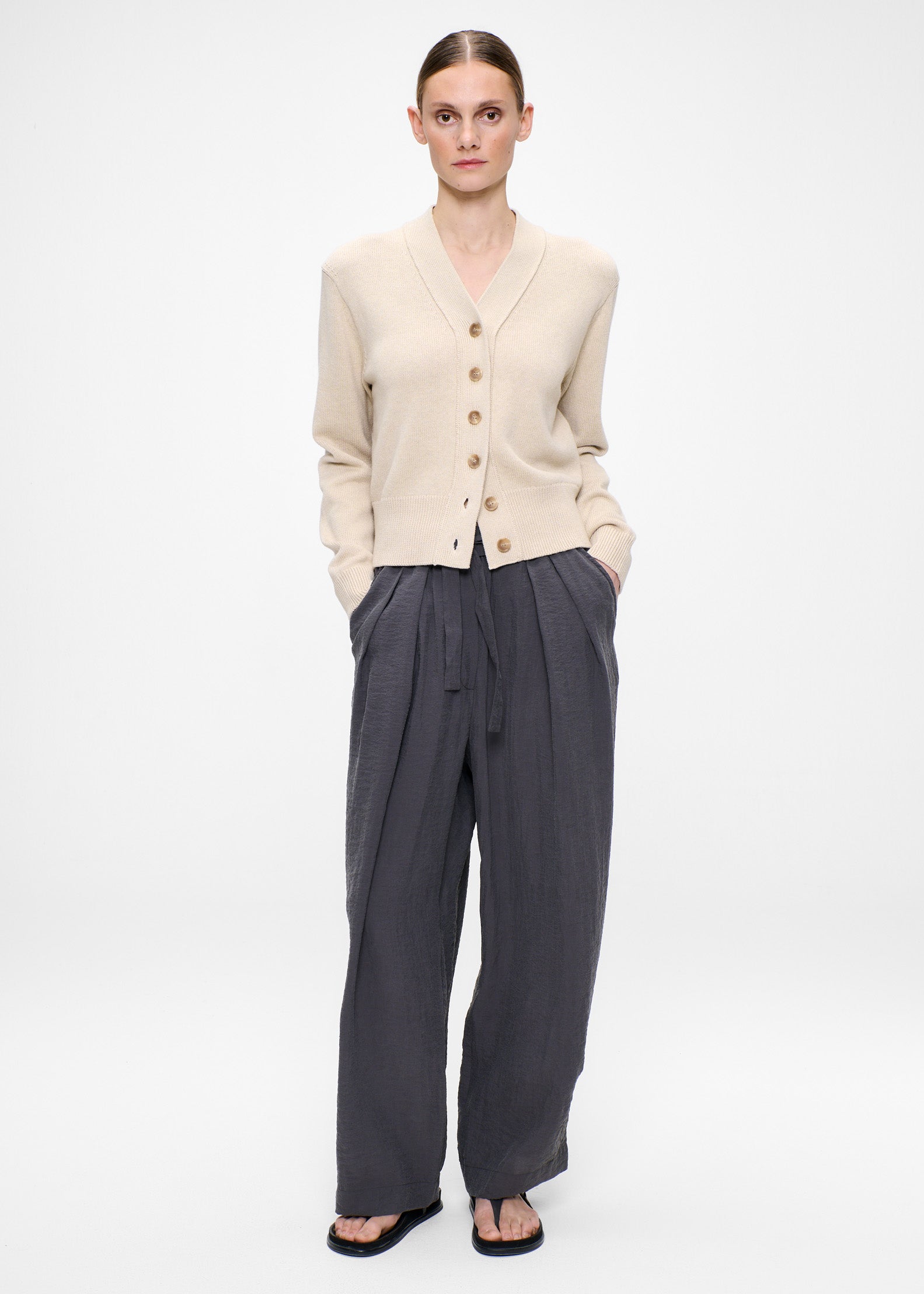 COTTON CASHMERE CROPPED CARDIGAN