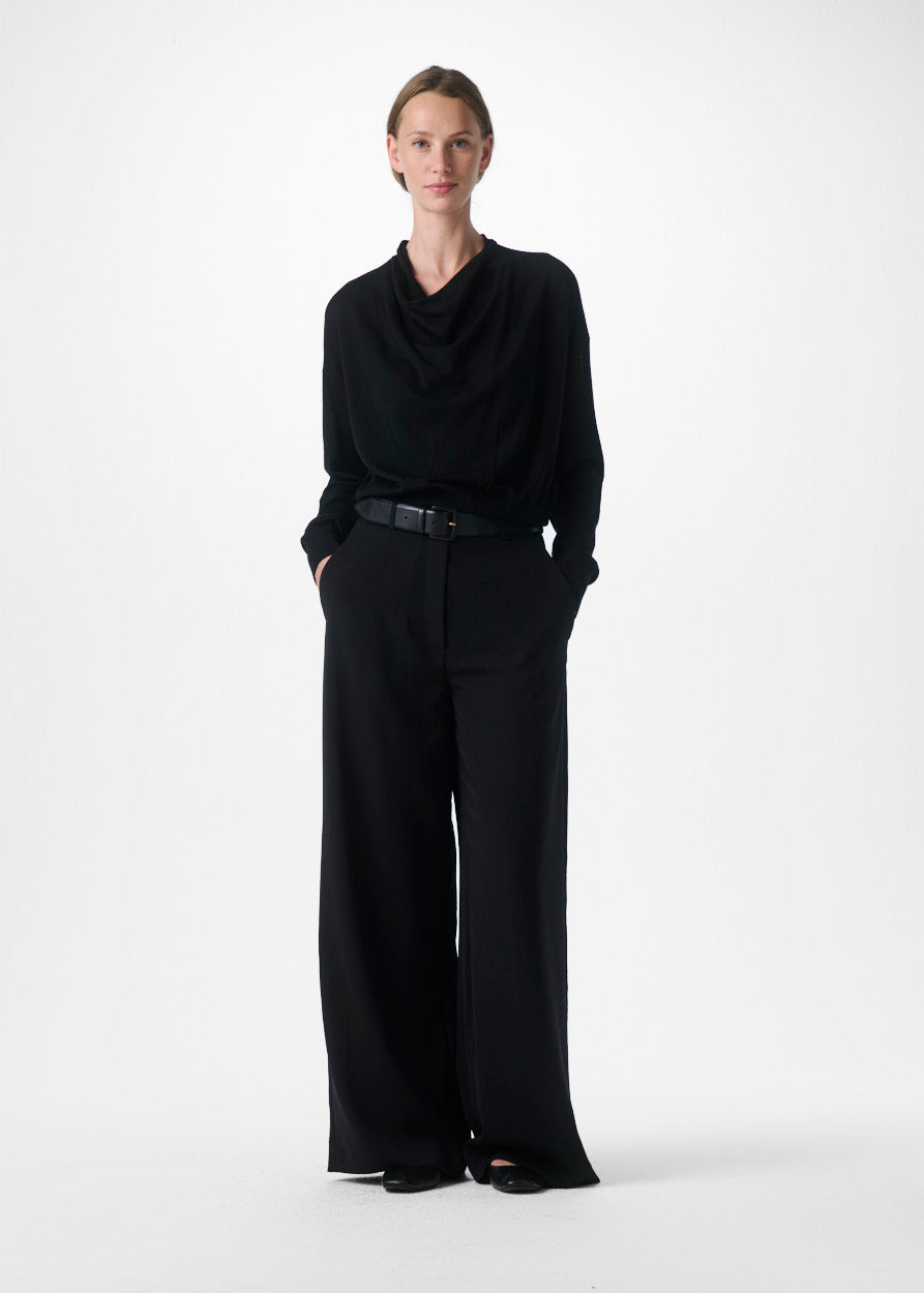LIGHT MERINO DRAPE NECK TOP