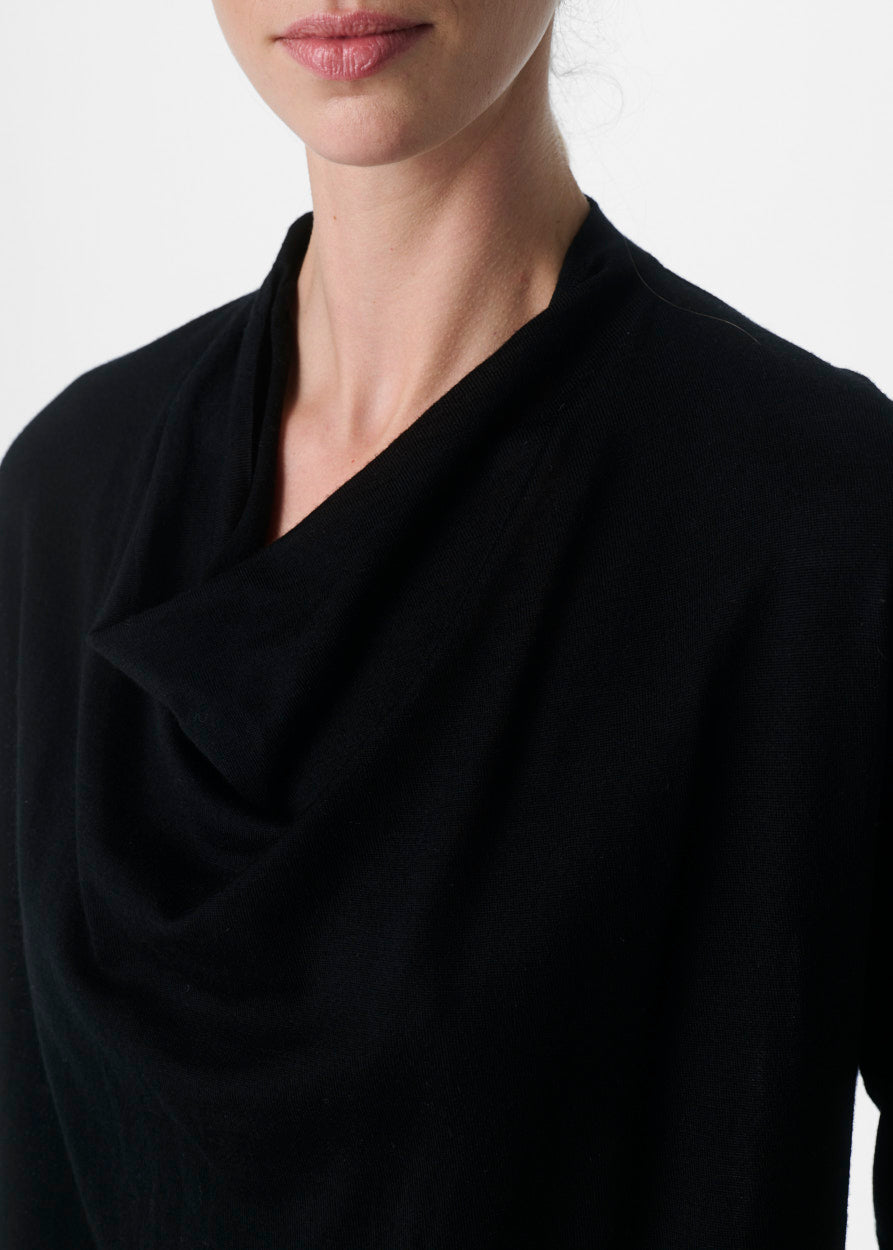 LIGHT MERINO DRAPE NECK TOP